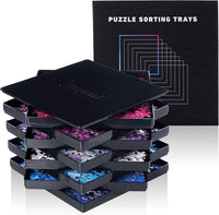 Tidyboss 8 Puzzle Sorting Trays with Lid 8" x 8" - Black / 10"x10"