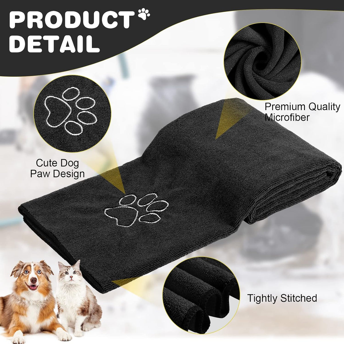 Chumia 4 Pcs Dog Towels for Drying - 16 x 32 Inch / Black - image 2