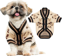 Small dog sweater cardigan with cute bear pattern and button closures