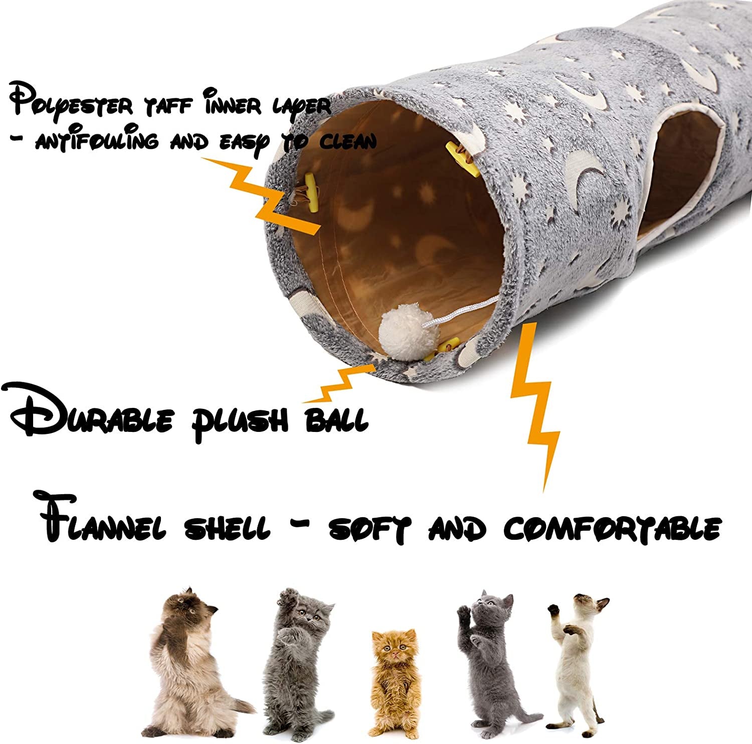 Cat Tunnel Tube with Plush Ball Toys Collapsible - BIG FRENCHIES