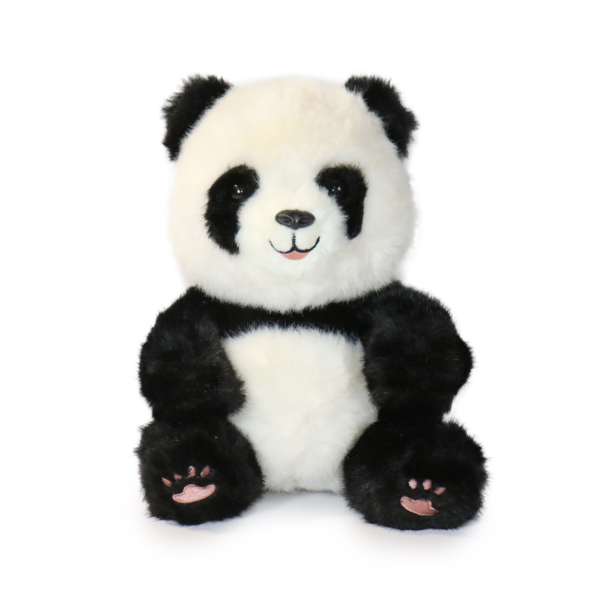 10-Inch Black and White Classic Sitting Panda with Pink Paws