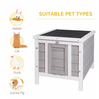 Wooden Rabbit Hutch Bunny Cage Outdoor Cat House Guinea Pig Cage Duck Shelter, Indoor Outdoor Use, 20"x16.5"x17", Grey