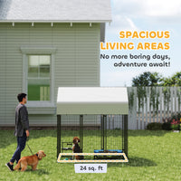 Outdoor Dog Kennel with Roof, 6 x 4 x 6 Heavy Duty Welded Wire Dog Playpen Enclosure with Escape-proof Lock