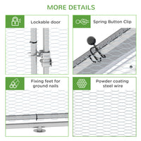 Large Chicken Coop Metal Chicken Run for Chickens with Waterproof and Anti-UV Cover, Spire Shaped Walk in Fence Cage Hen