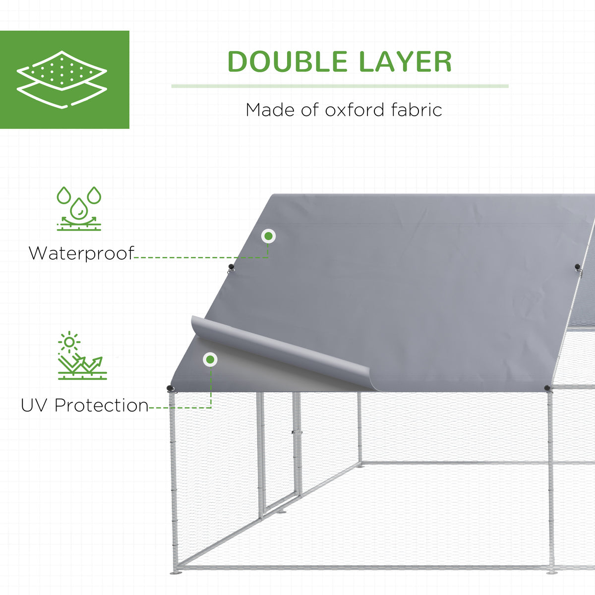 Large Chicken Coop Metal Chicken Run for Chickens with Waterproof and Anti-UV Cover, Spire Shaped Walk in Fence Cage Hen