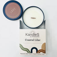 Coastal Lilac Luxury Candle | 8oz Non-Toxic Soy Candle with Wooden Wick | Clean Burn