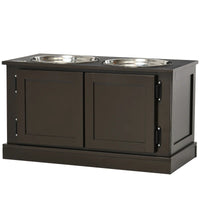 Elevated Dog Bowls With Storage, Two Stainless Steel Bowls For Large Dogs, Coffee