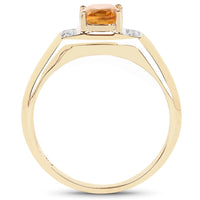14K Yellow Gold Plated 1.36 Carat Genuine Citrine & White Topaz .925 Sterling Silver Ring