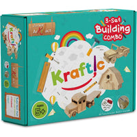 Kraftic Woodworking Building Kit for Kids and Adults, 3 Educational DIY Carpentry Construction Wood Model Kit Toy Projects for Boys and Girls - Build a Wooden Off-Road Vehicle, Flatbed, Barn