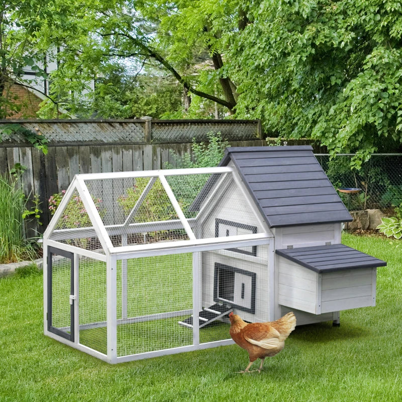 Chicken Coop Wooden Chicken House Rabbit Hutch Poultry Cage Hen Pen With Nesting Box, Ramp, Run