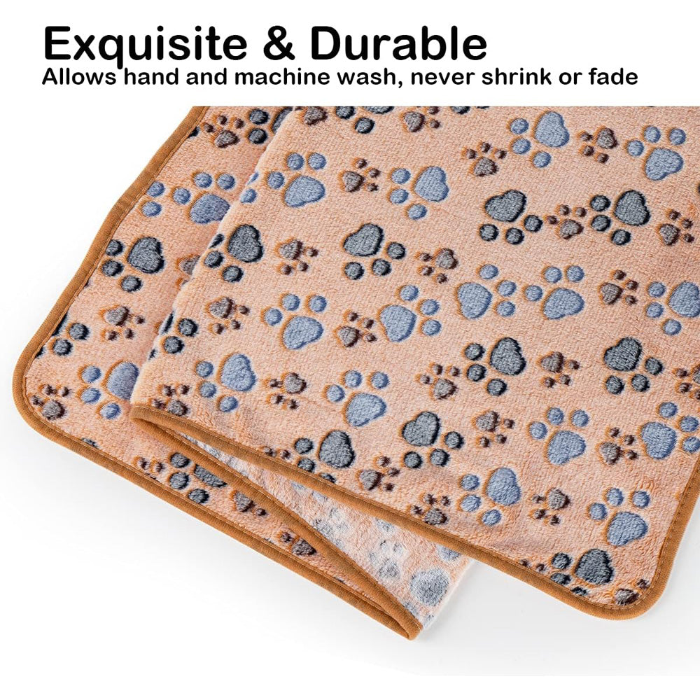 3 Pack Pet Blanket, Soft Plush Paw Print Dog Blanket Washable, Warm Fleece Cat Blanket For Large Medium Dogs, Sofa Couch