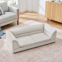 Oversized Pet Sofa, Curved Armrest Rectangular Dog Sofa, Linen Fabric Comfort Pet Couch for Large & Oversized Dogs-Beige