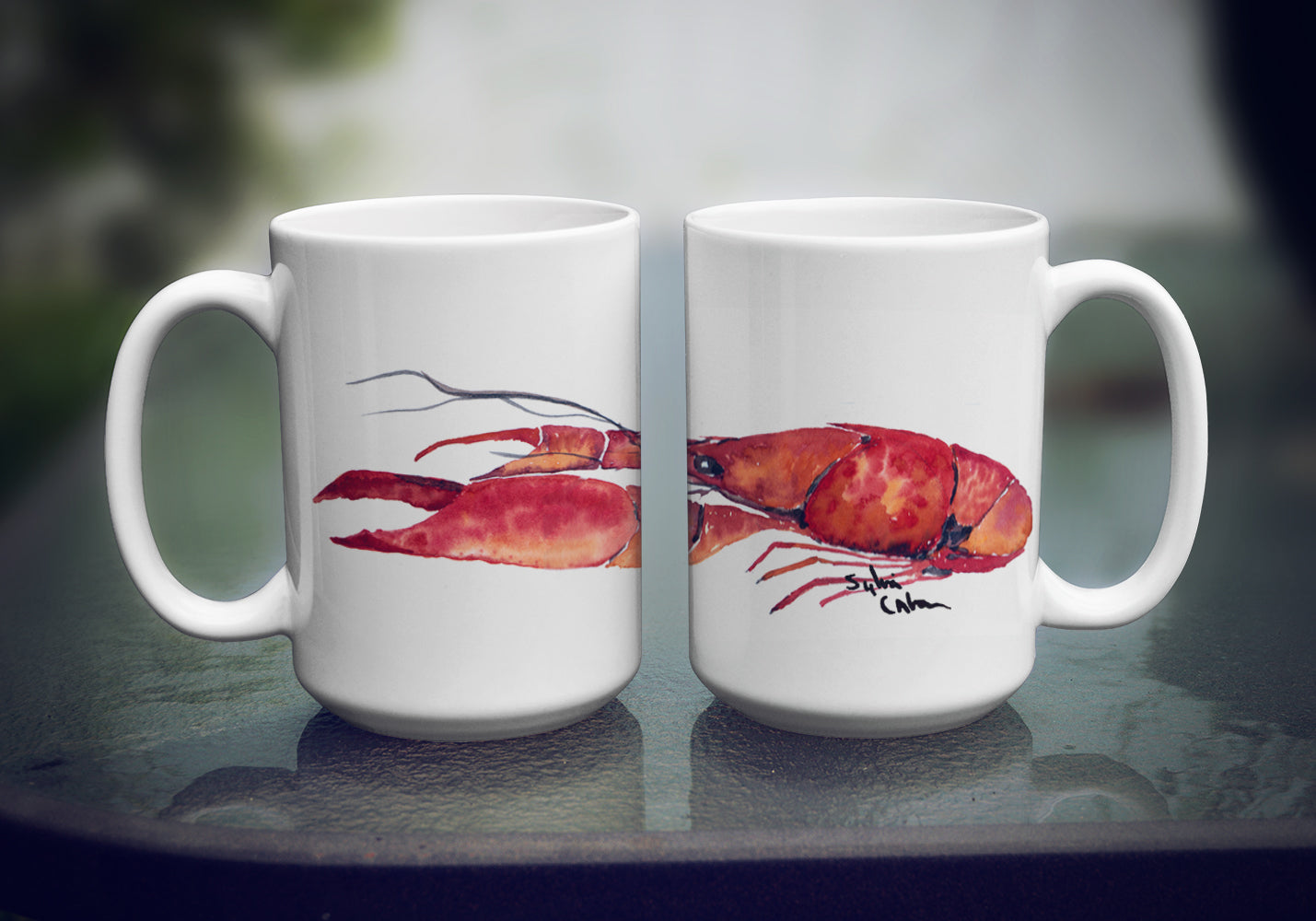 Lobster Ceramic Coffee Mug 15 oz Decorative Large C Handle Mug Cup for Tea, Cocoa Hot Chocolate