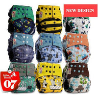 Modern 9/6PCS Set Bamboo Charcoal Washable Real Cloth Pocket NappiesFor Baby Boys and Girls Diaper Set In Modern Design - BIG FRENCHIES