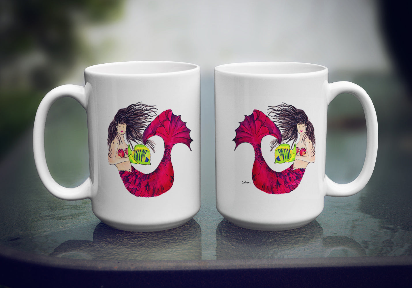 Black Haired Mermaid Coffee Mug 15 oz 8338-2CM15