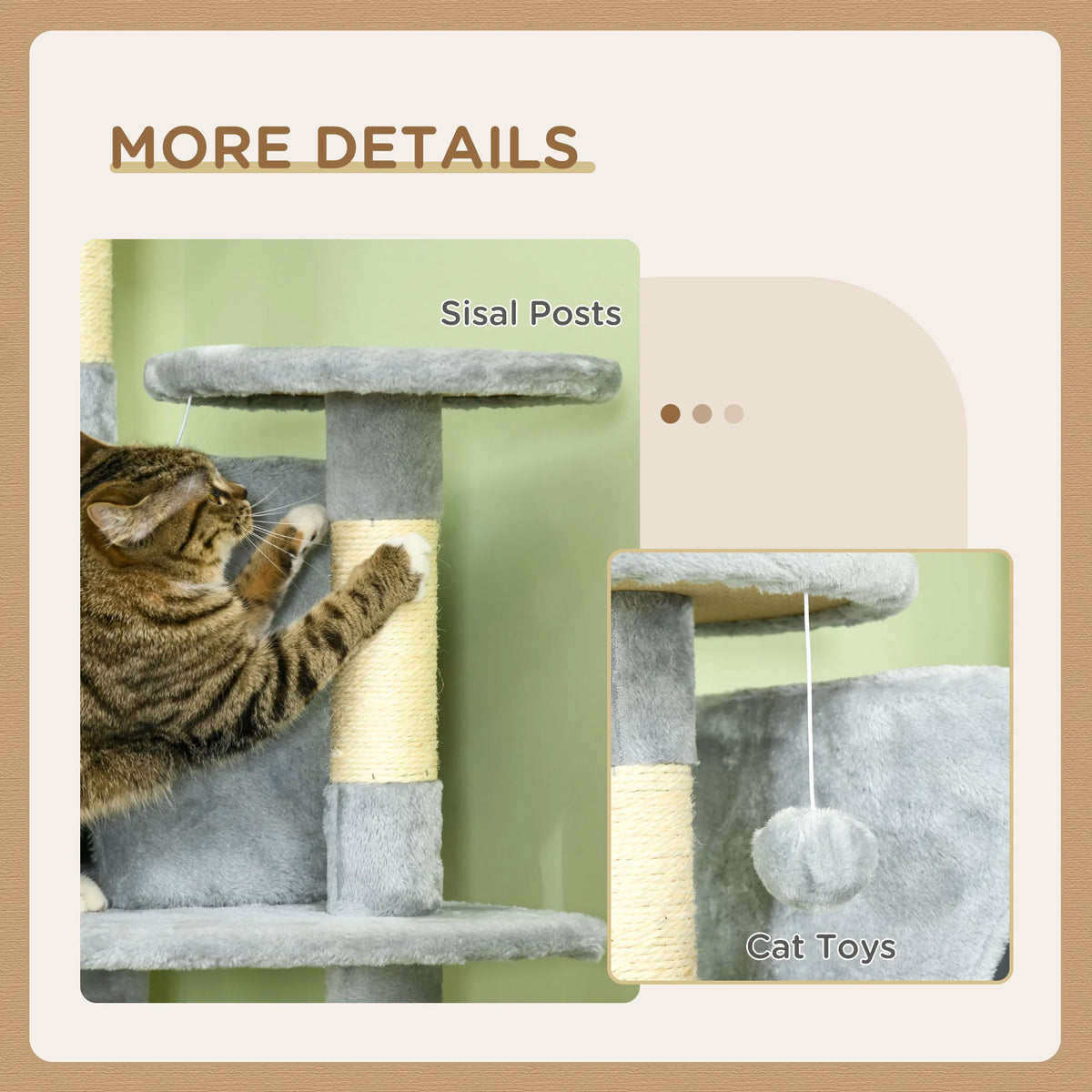 79" Cat Tree Multi-Level with Two Condos, Kitty Tower with Scratching Posts, Two Hammocks, Perches, Interactive Toys, Da