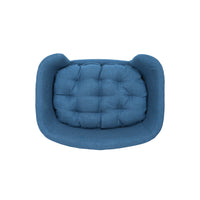 Elevated Dog Bed Frame for Small Dog, Fabric Pet Couch Bed with Rubber Wood Legs and Supportive Foam, Navy Blue, Easy As