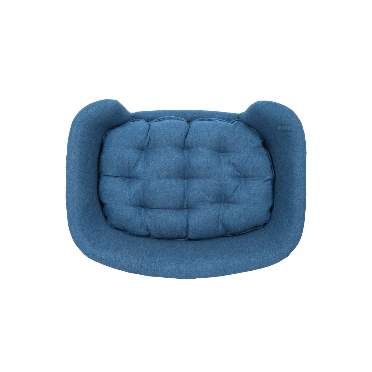 Elevated Dog Bed Frame for Small Dog, Fabric Pet Couch Bed with Rubber Wood Legs and Supportive Foam, Navy Blue, Easy As
