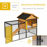 Wood-Metal Large Rabbit Hutch Bunny Cage Pet House Small Animal Habitat with Slide-Out Tray, Lockable Door, Water-Resist