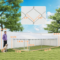 20 x 7.5 x 5 Dog Kennel Outdoor for Large Dogs with Waterproof Roof, Silver