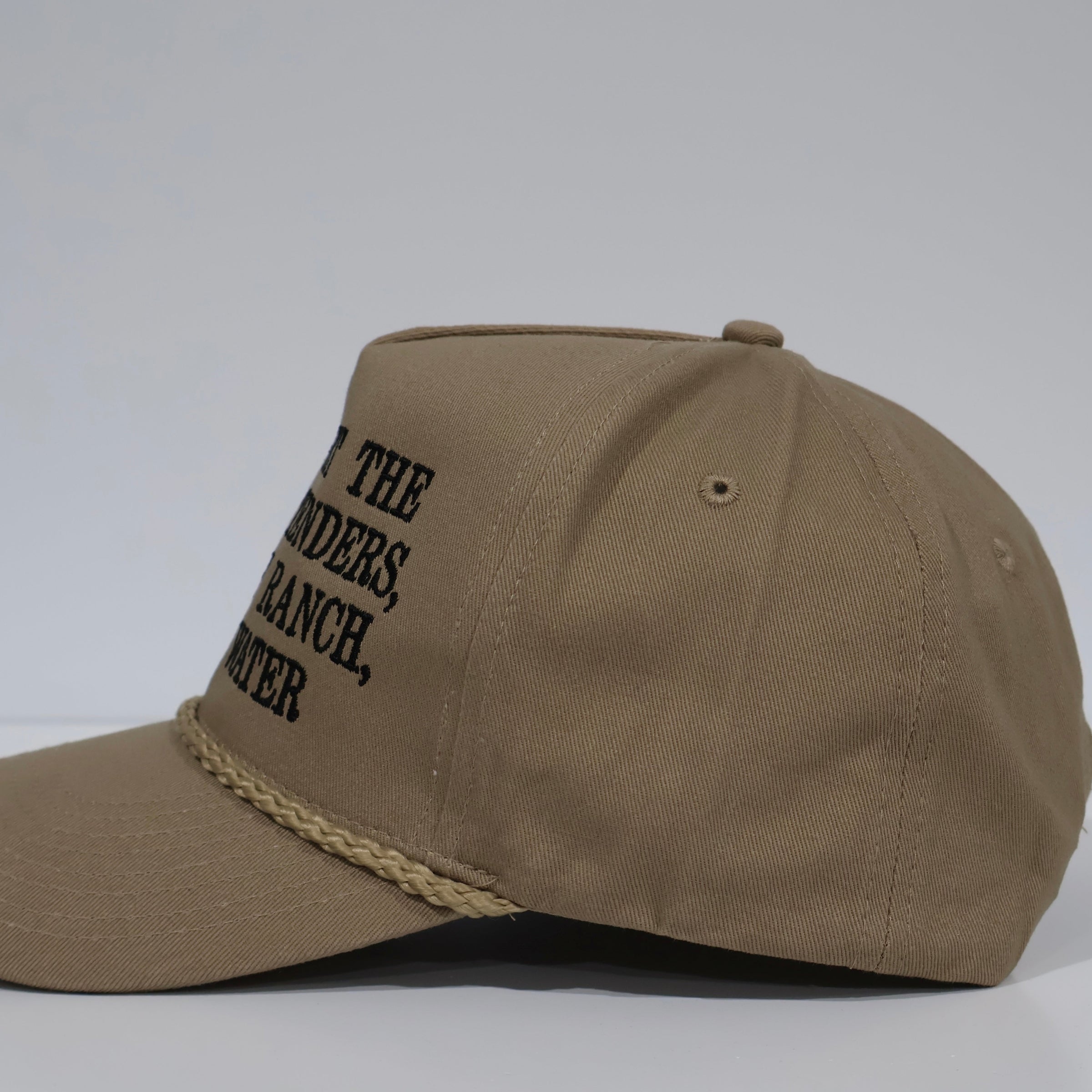 Lemme get the Chicken Tenders, A side of ranch, and a water custom embroidered tan rope snapback