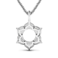 0.14 Carat Genuine White Diamond 14K White Gold Semi Mount Pendant - holds 8.00mm Round Gemstone
