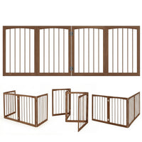 4-Panel Wooden Pet Gate 83" x 30" Freestanding Dog Fence