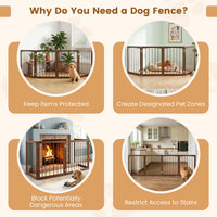 4-Panel Wooden Pet Gate 83" x 30" Freestanding Dog Fence