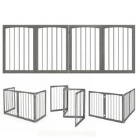 4-Panel Wooden Pet Gate 83" x 30" Freestanding Dog Fence