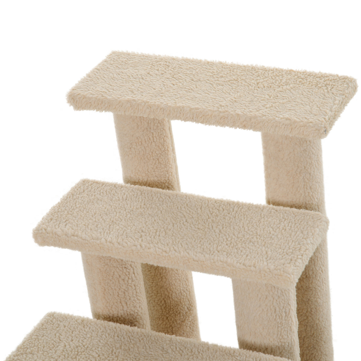 25" 4-Step Multi-Level Carpeted Cat Scratching Post Pet Stairs, Cream White