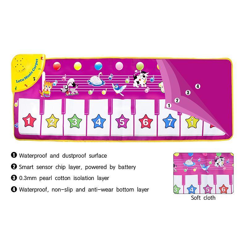 Music Carpets Piano Mats Music Touch Play Keyboard with 8 Demo Songs Baby Animals Educational Toy for Kids - BIG FRENCHIES