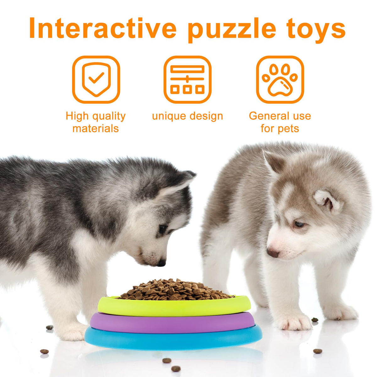 3in1 Interactive Dog Puzzle Feeder, Rotating Anti-Choking Slow Feeder Bowl & Lick Mat, Mental Stimulation Foraging Toy F