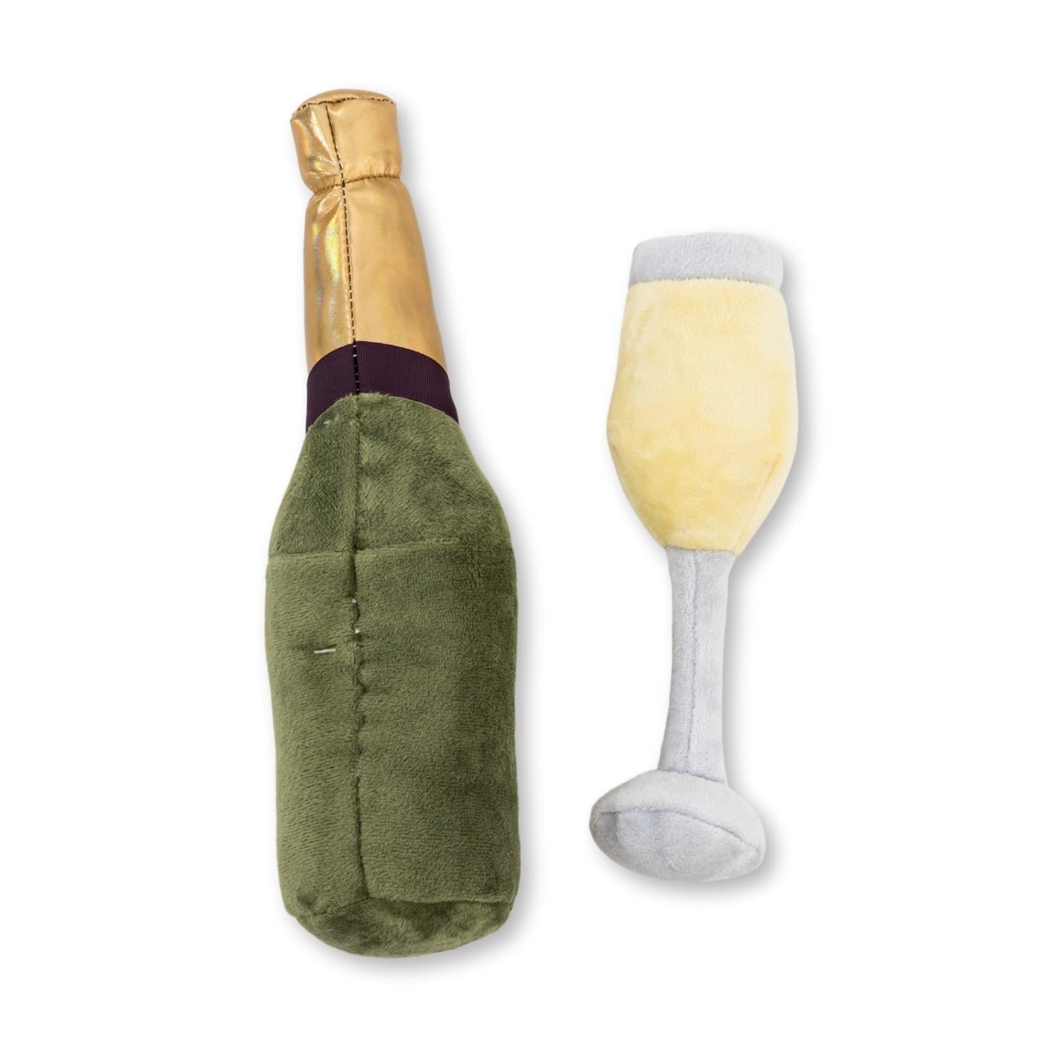 Champawgne-Cheers Plush Dog Toy Gift Set – with Squeaker & Crinkle Paper - BIG FRENCHIES