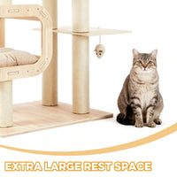 Heavy-Duty No-Drill Large Cat Tree-Solid Wood, 5-Story Multi-Column Cat Tower, 80.4in For Large Spaces & Multi-Cat House