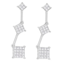 14K White Gold 1 cttw Princess Cut Diamond Earrings (G-H, VS1-VS2)