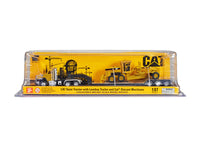 CAT Caterpillar CT660 Day Cab Tractor Yellow with Lowboy Trailer and CAT 163H Motor Grader Yellow 1/87 (HO) Diecast Model by Diecast Masters