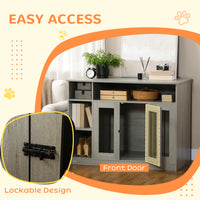 47" Dog Crate Furniture with Storage, for Large Medium Dogs, Gray