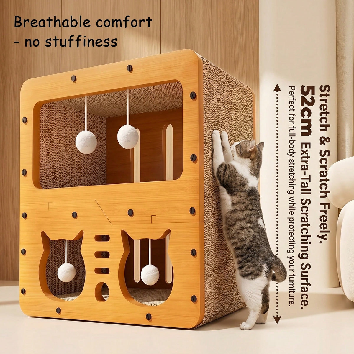 2 Styles Double Layer Cat Scratcher House Multifunctional Corrugated Paper Cat Nest Villa Large Space Cat Cave Bed With 