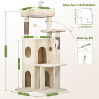 50-Inch Cat Tree Tower for Large Indoor Cats with Scratching Post & Caves