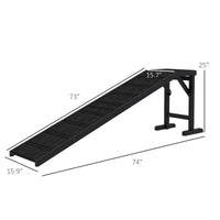 Dog Ramp w/ Non-Slip Carpet and Top Platform, 74" x 16" x 25", Black