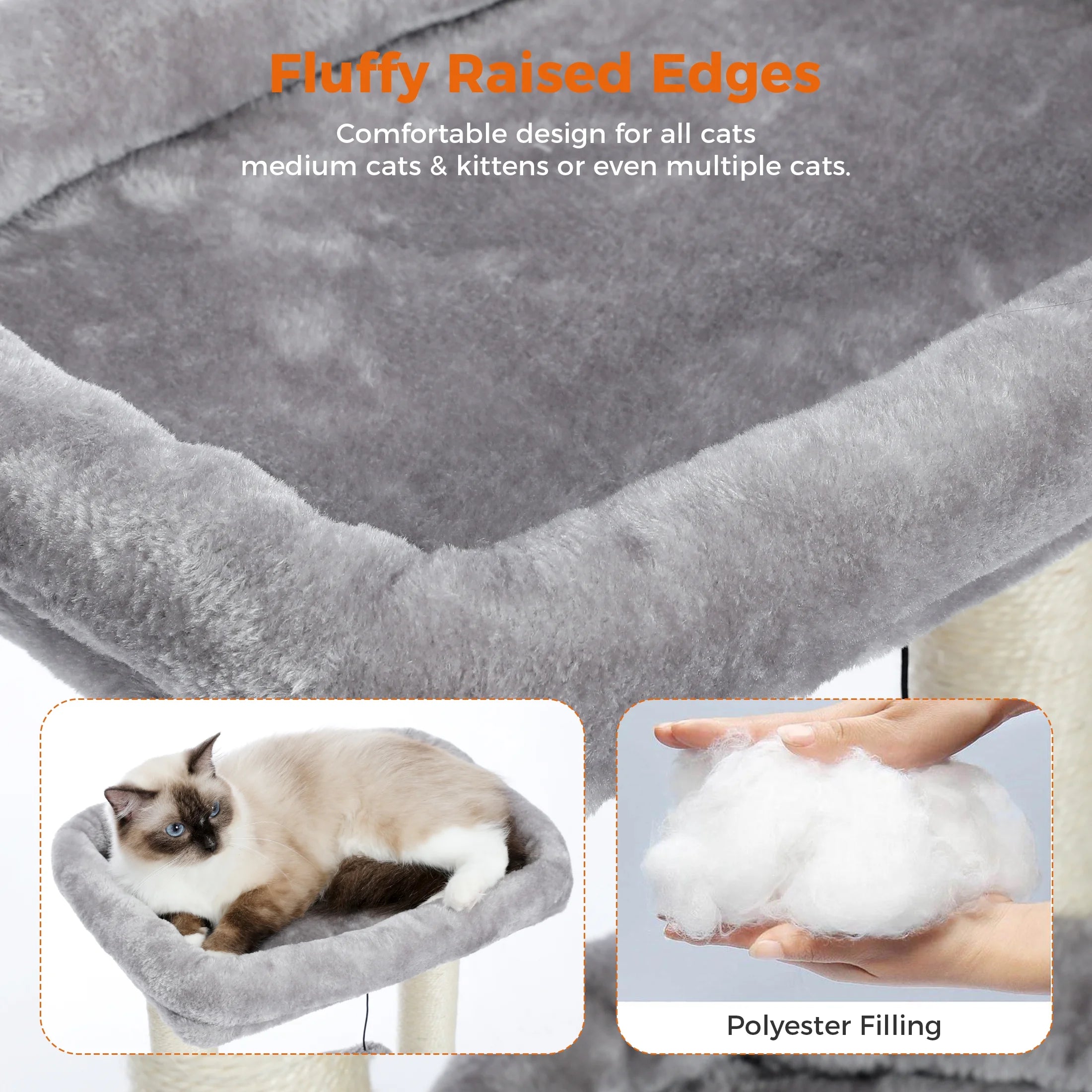 Cozy Gray Cat Tree Condo - 27" Multi-Level Tower with Spacious Perch and Scratching Posts for Kittens and Medium Cats - BIG FRENCHIES