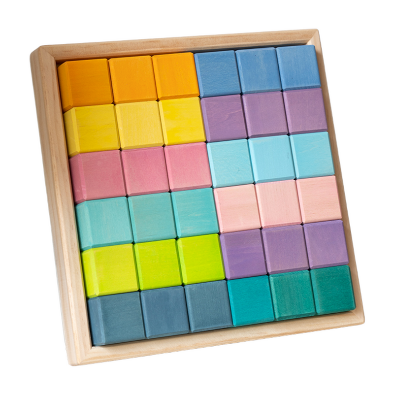 36 Pcs Stained Rainbow Mosaic Building Blocks – Pastel/Macaron Colors-Building Toys-BIG FRENCHIES-Green Elephant Home and Toys