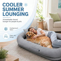 Cooling Human Dog Bed For Adults & Pets, Breathable Washable Floor Lounger, 72 In X 41 In X 12 In, Glacier Grey, Perfect