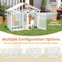 8-Panel HDPE Pet Fence (White) - Multiple Configurations (Octagon/Square/House), 50"x50"x32" Square Size, Lockable Door