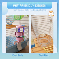 5 Tiers Hamster Cage Portable Animal Travel Carrier W Exercise Wheels Tube, Light Blue