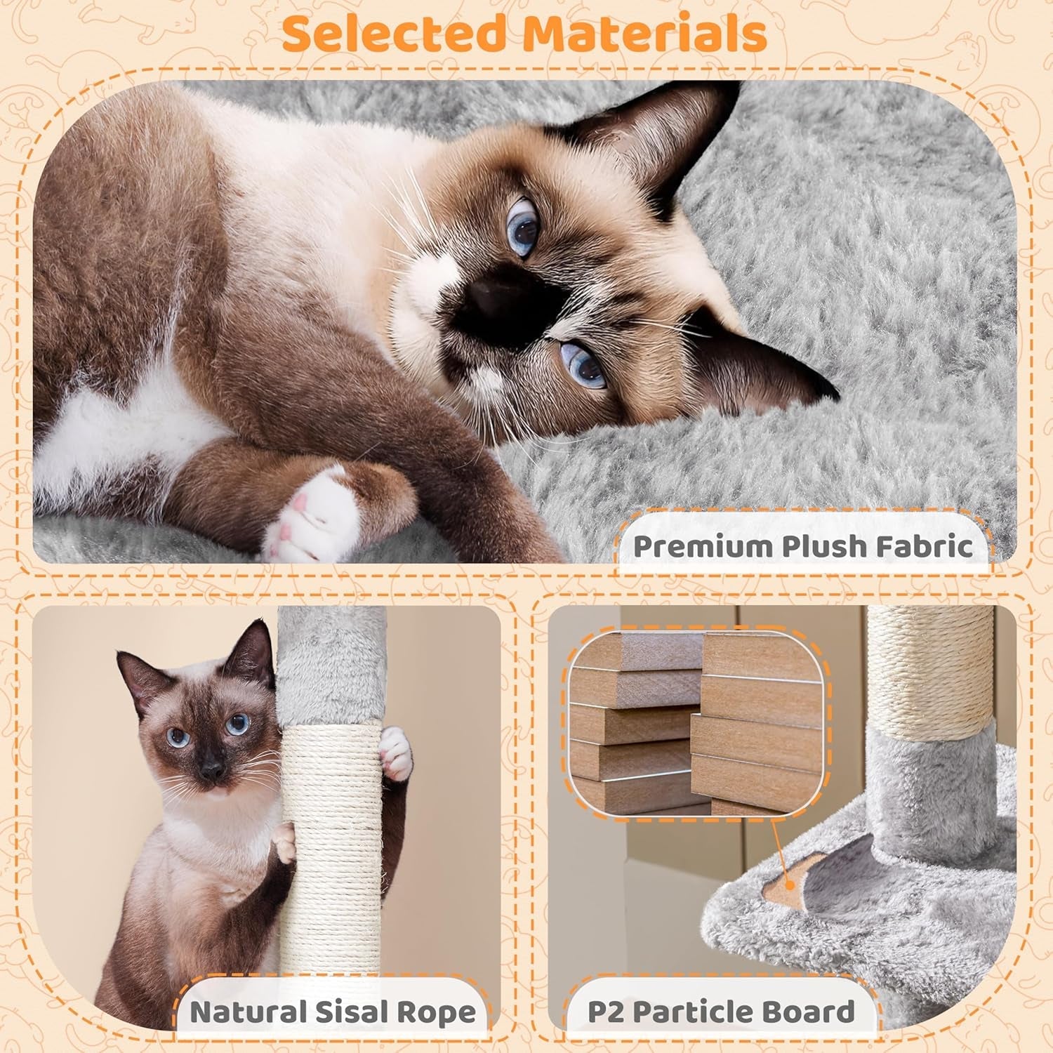Ultimate 53.5-Inch Rotatable Cat Tree: Multi-Level Playground for Kittens and Large Cats with Cozy Condo and Scratching Posts in Light Gray - BIG FRENCHIES