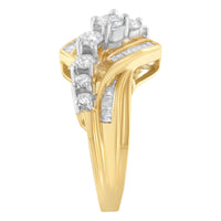 10K Two-Toned Diamond Bypass Ring (1 Cttw, H-I Color, SI2-I1 Clarity) - Size 6-1/2