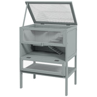 3-Tier Wooden Hamster Cage Mice and Rat Cage Small Animals Hutch with Openable Top, Front Door, Storage Shelf, Gray