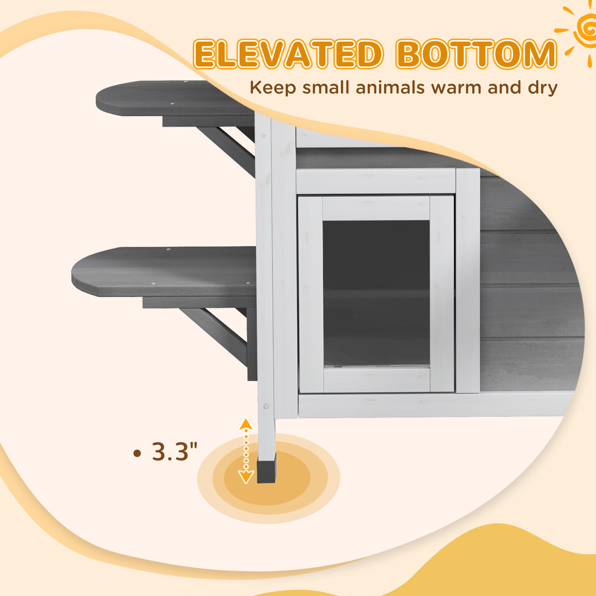 2-story Cat House Outdoor, Weatherproof Wooden Cat Enclosure for Feral Cats with Escape Door, Openable Roof, Jumping Pla