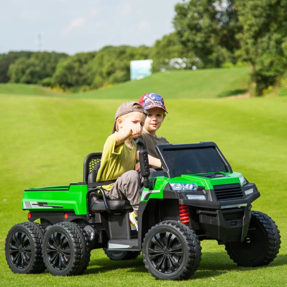 24V 6 Wheeler Freddo Tractor Trailer 2 Seater Ride-on with Dump Cart and Parental Remote - BIG FRENCHIES